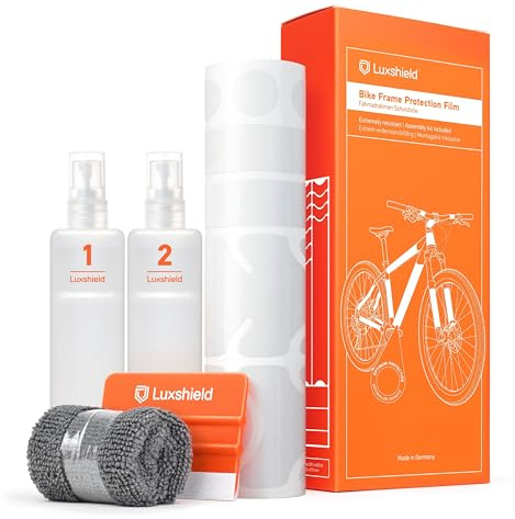 Luxshield Fahrrad Lackschutzfolie für Mountainbike, BMX, Rennrad, Trekkingrad etc. - 21-teiliges Rahmen-Set gegen Steinschlag - Transparent glänzend & selbstklebend