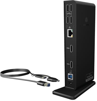 ICY BOX USB-C Docking Station (11-in-1) für 2 Monitore (2x HDMI), 6x USB 3.0 HUB, DisplayLink, Gigabit Ethernet, Audio, IB-DK2251AC für Windows, M1/M2 MacBook Air / Pro
