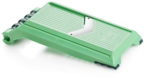 Genius Nicer Dicer Chef Speed Slicer verstellbarer Hobel inkl. Handy Hopper (2 Teile) - zum Schneiden von dünnen Scheiben (1-5mm) - Gurkenhobel Gemüsehobel Gemüseschneider, Grün
