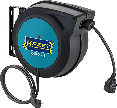 HAZET Kabelaufroller 9040D-2,5 I Leitungslänge: 20 m, Anschlussleitung: 1,5 m, mit Stop at any point Funktion I Automatischer Leitungsaufroller für Ordnung in jeder Werkstatt