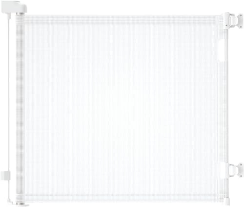 derimkcoa Treppenschutzgitter Ausziehbar für Babys, 0-140 cm Baby Absperrgitter Türschutzgitter Treppenschutzrollo,Tierschutzgitter Geeignet für Treppen/Türen/Innen & Außen (Weiß)