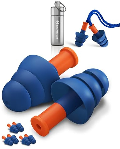 Senner ® WorkPro Strong | zertifizierter Gehörschutz für Arbeit & Freizeit | sehr hoher Lärmschutz dank SNR 34 dB | 4 Paar Ohrstöpsel | inkl. Nylonschnur & Alubehälter zur Aufbewahrung