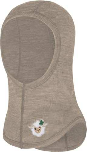 normani Baby Woll Sturmhaube Thermo Balasclava Schlupfmütze aus Wolle Wintermütze Skihaube Unterziehmütze Sturmmaske aus 100% Merinowolle von 0 bis 8 Jahre Beige 80/92
