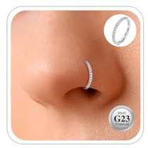 ESHIONER Nasenring G23 Titan Hypoallergen Silber Gold Septum Conch Helix Ohrring Clicker Ring Nostril Tragus Ohr Piercing Ring Lip Nose Daith Rook Piercing Schmuck CZ 16G 6MM