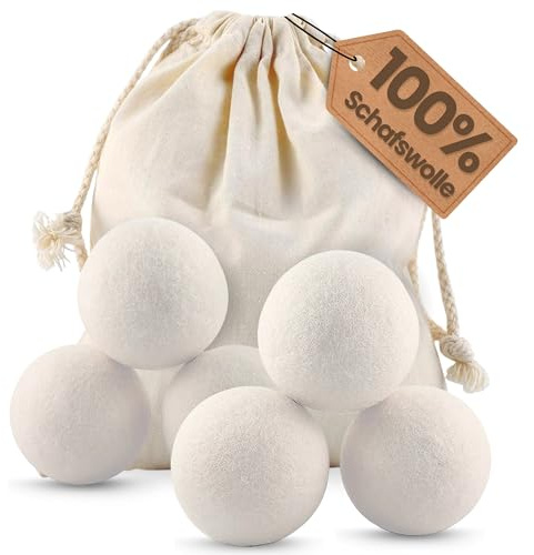 Cleangang Trocknerbälle XXL, 6er Set, 100% Schafswolle, Öko-Freundlich | natürlicher Weichspüler-Ersatz für den Trockner, reduziert Trockenzeit & Knitterfalten, wiederverwendbar, für Daunen