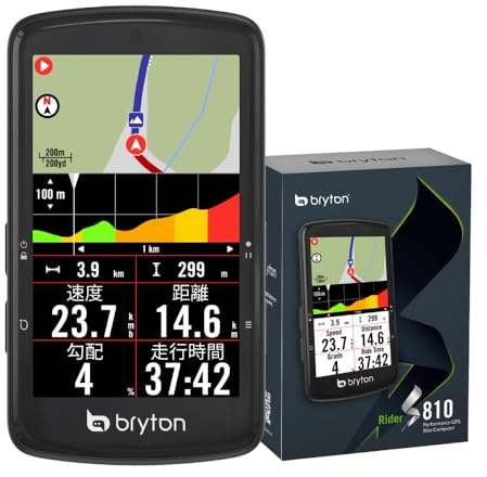 Bryton Rider S810 GPS-Fahrradcomputer mit 3,5 Farb-Touchscreen, 50 Stunden Akkulaufzeit, Offline-Europakarte, Navigation mit Abbiegehinweisen, wasserdicht, ANT+/BLE-Konnektivität