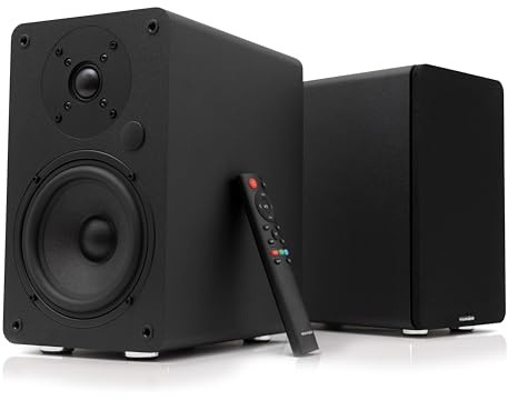 VULKKANO A5 ARC Aktivlautsprecher mit 5.25 Woofer, Bluetooth 5.0, HDMI ARC, Optische, RCA, USB, mit Subwoofer-Ausgang, HiFi Regallautsprecher mit elegantem Design