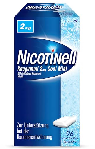 Nicotinell Nikotinkaugummi 2 mg Cool Mint 96 St - zur Rauchentwöhnung und Linderung von Rauchverlangen - Nikotinersatzprodukt, unterstützt das rauchfrei werden und bei Entzugssymptomen, zuckerfrei