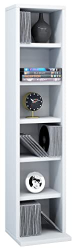 VCM Holzregal stehend | platzsparender CD Schrank für 102 CDs oder 36 DVDs | Maße: H. 92 x B. 21 x T. 20 cm | Elegantes DVD Regal stehend | Blu-Ray Regal | CD Regal - Elementa