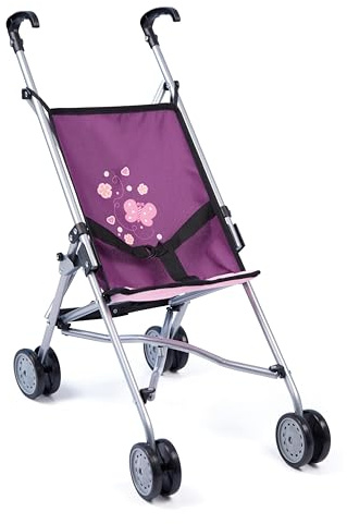 Bayer Design 30157AA Puppenbuggy, Puppenwagen mit integrierten Sicherheitsgurt, leicht faltbar, klappbar, Schmetterling, ‎51 x 27 x 55 cm