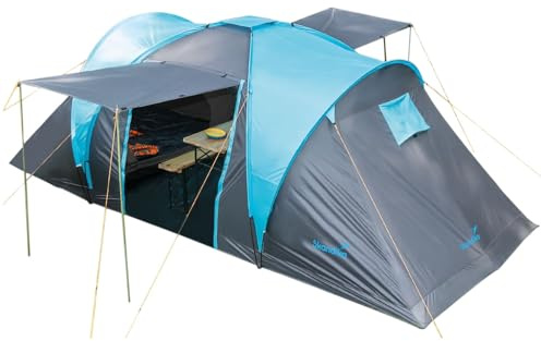 Skandika Kuppelzelt Hammerfest 4/4+ | Camping Zelt 4 Personen mit/ohne eingenähtem Zeltboden, mit/ohne Sleeper Technologie, 2 Kabinen, 2 m Stehhöhe, wasserdicht, 3000 mm Wassersäule | Campingzelt