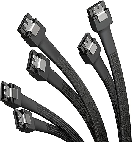 KabelDirekt – 3x SATA-3-Kabel 6 Gb/s – 30 cm, gerade (Datenkabel, 6 Gbit/s, SATA-III/Serial-ATA, L-Stecker, Set aus 3 Kabeln, verbindet Festplatten/SSDs/Laufwerke mit dem Mainboard, schwarz)
