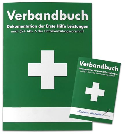 Verbandbuch für Arbeitstätten (DIN A5) - Seiten einzeln entnehmbar - DSGVO konform - Unfallbuch/Verbandsbuch GRÜN