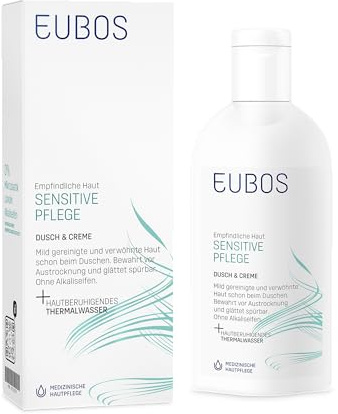 EUBOS SENSITIVE PFLEGE Dusch & Creme Waschlotion 200ml | Für empfindliche und trockene Haut, Für eine beruhigende und glättende Wirkung, Hautverträglichkeit dermatologisch bestätigt