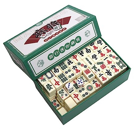NEWFUN Majong Steine für Mini Traditionelles Chinesisches Riichi-Majong-Spiel zur Unterhaltung und Familie