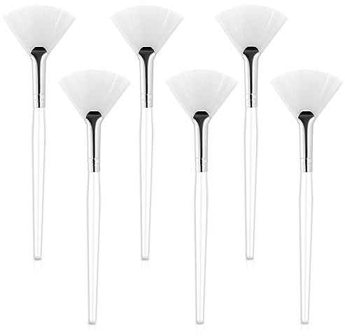 6 Stück Gesichtspinsel Fächerpinsel Fan Pinsel Gesichtsmaske weich Make-up Maske Bürsten mit transparentem Kunststoffgriff Gesichts-Bürsten Säure Applikator für Schlamm-Gesichtscreme