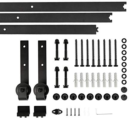 Sarah Schiebetürsystem, Schienensystem, 300 cm Schiebetürbeschlag Kit (Klassischer Stil, Schwarz)