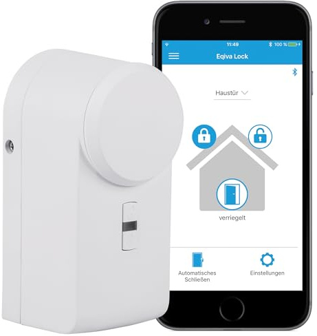 eqiva Bluetooth Smart Türschlossantrieb, Weiß, 142950A0, 5.6 x 5.2 x 11.4 cm