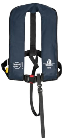 12skipper Rettungsweste 165N Manual Only mit manueller Auslösung, ISO 12402-3, 33g CO₂-Patrone, Schrittgurt, Signalpfeife, Erwachsene 40-150 kg, Marineblau