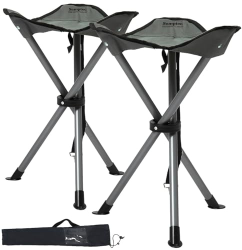 Semptec Urban Survival Technology Falthocker: 2er-Set Dreibein-Camping-Hocker, 43 cm Sitzhöhe, mit Tragetasche (3-Bein-Hocker, Mini-Klapphocker, Angel)