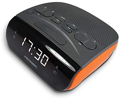 Metronic 477034 Uhrenradio - Radiowecker FM Radio Duo Colors LED Anzeige - Orange/Schwarz