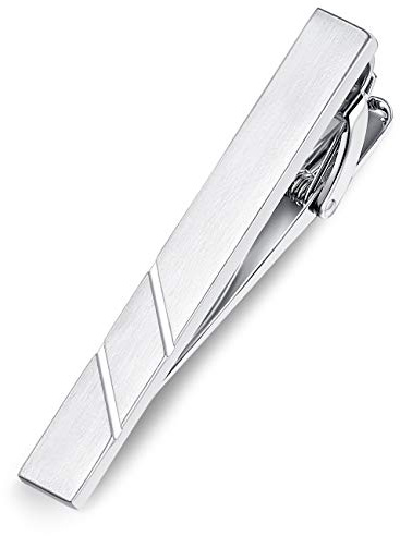 HONEY BEAR Hochwertig Herren Krawattennadel Krawattenklammer Tie Clip aus Edelstahl,Silber gebürstet,MEHRWEG