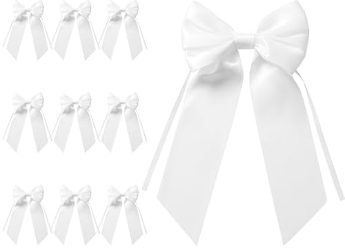 MORSUNBELA Schleifen Deko Hochzeit Geschenkschleifen Groß Girlande Schleife für Geschenk Geburtstag Weihnachten Adventskranz Weihnachtsbaum Weiß