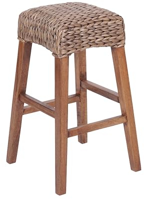 JONATHAN Y Maui BSL1101A Barhocker aus rustikalem, böhmischem Hyazinthen-Holz, rückenfrei, für Zuhause, Küche, Esszimmer, Arbeitsbereiche, Cafés und Restaurants, gewebter Sitz mit Naturholzrahmen,