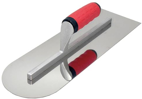 ZCHYTOOL Edelstahl Halbrund Glättekelle Groß 380 x130mm mit Softgriff | Rostfreie Maurerkelle Traufel 0.8mm Skimming Blade für Putzauftrag Mauer und Poolarbeiten Maurerarbeiten Trockenbau