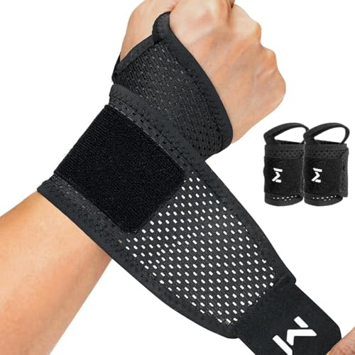 Jorun 2 Pcs Handgelenk Bandagen Schwarz Handgelenkstütze Einstellbar Bandage Handgelenk - Weich Atmungsaktiv Handgelenkschoner- für Pain Relief, Sports,Work (Schwarz)