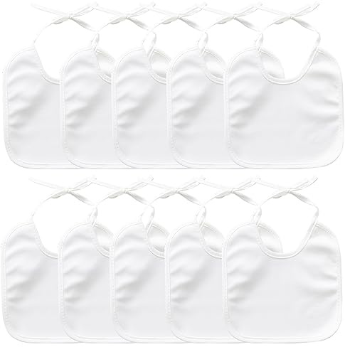 10 Stück Baby Lätzchen zum Bemalen 18 * 20cm, Weiß Baby Lätzchen Bemalen | Sabberlätzchen Wasserdicht Halstücher, Baumwolle Babylätze Anmalen Babylätzchen zum Binden, für Babyparty Spiele