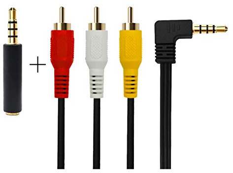 QiCheng&LYS Tragbares DVD-Player-Kabel auf Fernseher, 3,5-mm-Stecker auf 3RCA-Stecker, Stereo-Audio-Video-AUX-Kabel für Smartphones, Heimkino (Winkel auf 3 RCA, 2,5 m)