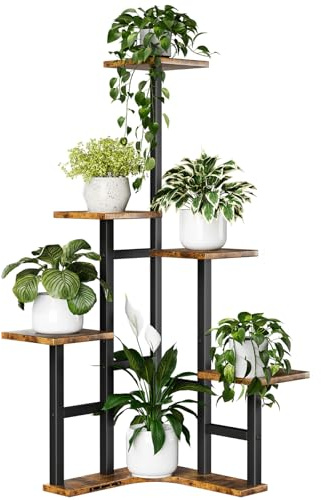 Yzosvki Eck-Pflanzenständer für den Innenbereich, 6-stöckiges Eck-Pflanzenregal, Blumenständer für mehrere Pflanzen, Pflanzenregale, Organizer-Regal für Wohnzimmer, Balkon, Terrasse, Garten