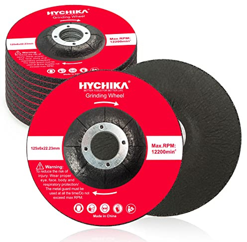HYCHIKA Schruppscheiben 125mm 10 Stück, Professional Schruppscheibe gekröpft, Winkelschleifer Scheiben für Stahl-, Metallbearbeitung Schleifen Polieren, Entgraten Ø125 x 22,2 mm, Dicke:6 mm