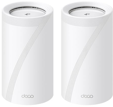 TP-Link Deco BE85 Wi-Fi 7 Mesh WLAN-Set, BE19000 Tri-Band-Router und Repeater (10 Gbit/s Ethernet/Glasfaser-Port, 19 Gbps Wi-Fi-Geschwindigkeit, WPA3, 320 MHz Kanäle, 6 GHz)