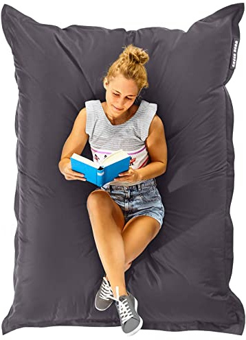 Green Bean Sitzsack XXL 140x180cm 380 Liter Kinder & Erwachsene Bean Bag EPS Perlen Füllung Riesensitzsack Groß Draußen Outdoor Liegekissen Waschbar Wetterfest Lounge Sitzkissen Bodenkissen Grau