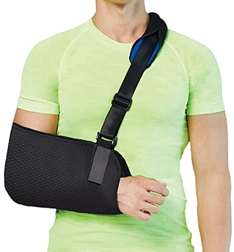 Fasola Armschlinge Schulter, Einstellbar Armschlaufe Mit Atmungsaktivem Mesh für Damen und Herren, Schulterschlaufe für gebrochenes Handgelenk, Ellbogen, Arm, ausgerenkte Schulter - S