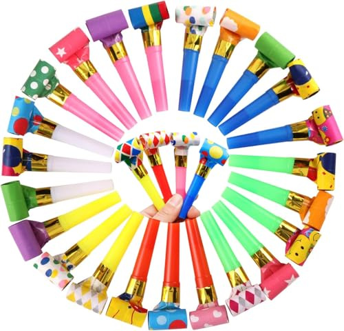 Fenglin-joy Geburtstagsfeier Pfeifen, 50 Stück Party Hörner Krachmacher Mehrfarbig Gebläse Tröten Kindergeburtstag für Geburtstagsfeier, Kinder Party, Bankett, Graduierung