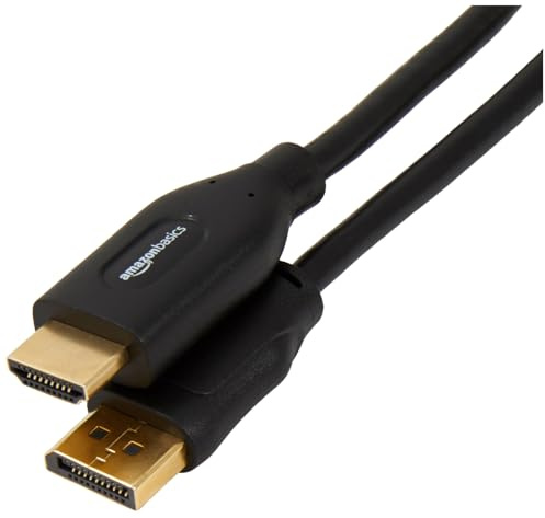 AmazonBasics DisplayPort (Quelle) auf HDMI (Display)-Kabel, unidirektional, 4K bei 30 Hz, 1920 x 1200, 1080 P, vergoldete Stecker, 1.83 m, Schwarz