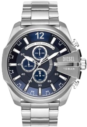 Diesel Mega Chief Uhr für Herren, Chronographenwerk mit Edelstahlarmband