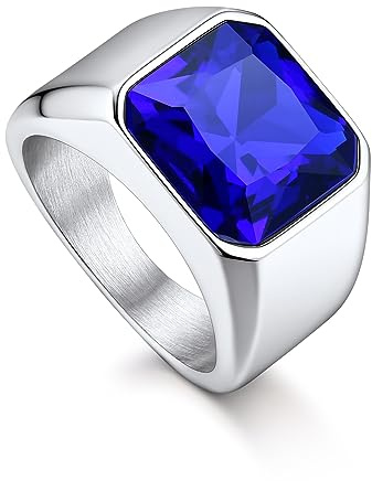 Bandmax Onyx Ring Herren Siegelring Damen Edelstahl Ring mit Stein Schwarz/Rot/Blau/Grün Bandring 12MM breit Herren Schmuck Accessoires Größe 54mm bis 72mm wählbar