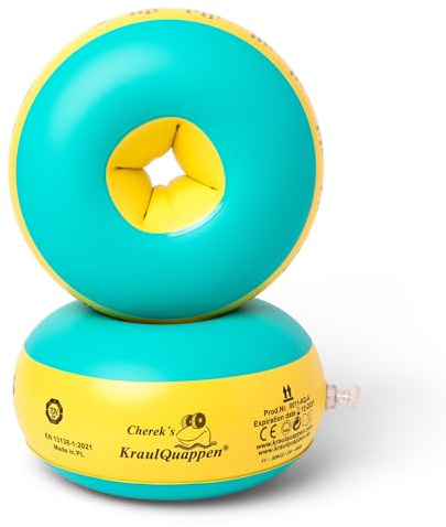 Cherek’s KraulQuappen Schwimmflügel für Anfänger - Schwimmhilfe für Säuglinge & Kleinkinder ab 7 Monat bis 30 kg - Auftriebshilfe zum Schwimmen Lernen Gelb-Grün