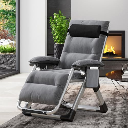 SUNYRISY Sonnenliege Liegestuhl Klappbar Strandliege Gartenliege | 200KG Belastbar Zero Gravity Chair mit Kissen, Extra Breit Verstellbare Relaxliege Strandstuhl für Patio Garten Strand Pool