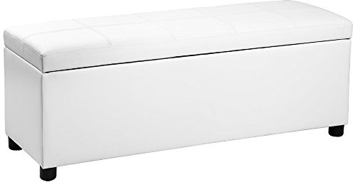 Corium Ottomane 119 x 38 x 45 cm Weiss Sitztruhe Polsterbank Sitzhocker Betthocker Truhe Bank