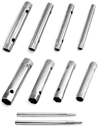 QWORK 10-tlg Rohrsteckschlüsselsatz, Steckschlüssel Zündkerzenschlüssel 6 x 7-20 x 22 mm Metrisch