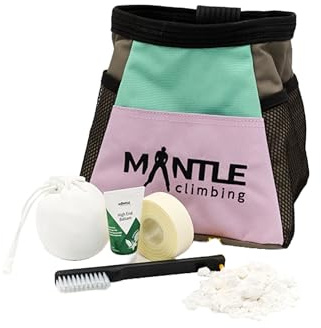 MANTLE climbing equipment Boulderbag als Set mit Chalkball, Tape, Handcreme & Boulderbrush oder Einzel [Einzel oder Set]