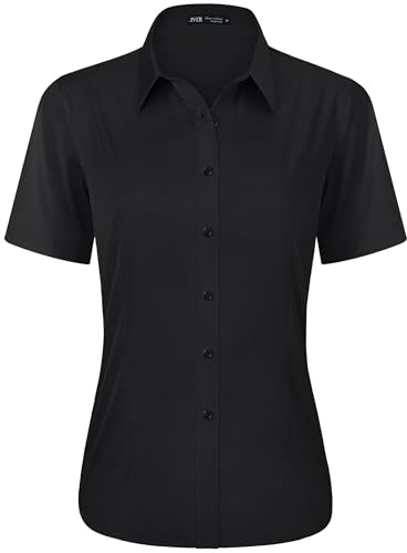 J.VER Bluse Damen Kurzarm Business Hemdbluse Bügelfrei Elegant Sommer | Knopfleiste, Luftig, Büro, Hochzeit, Service, Gastronomie, Arbeit, Party, Hochzeitsgast, Elegant, Basic, Tailliert, XS-3XL