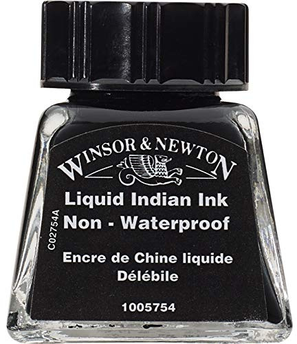 Winsor & Newton 1005754 Drawing Inks- Zeichentusche für Kalligraphen, Illustratoren, Grafikern, Künstler- wasserbeständige Farben, herrvorragender Transparenz, 14ml Flasche- Flüssige Indische Tusche