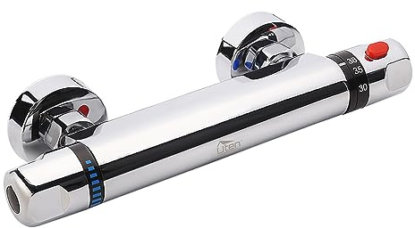 Uten Thermostatisches Brausebatterie, 2-Griff-Wand-Thermostat-Duscharmatur, Heiß-Kaltwasser-Duschhahn Temperaturregelventil-Mischer Duschthermostat für Badezimmer, Wanne