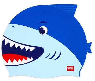 Legami - Badekappe, Mädchen, Kinder 4-10 Jahre, leicht zu tragen, Silikon, Gute Abdichtung, Shark